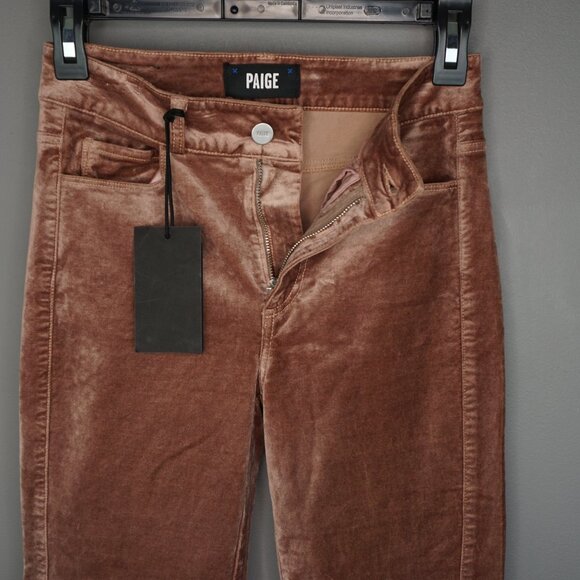 Paige Cindy Velvet Straight Leg Twisted Seam Pants in Warm Suede size 23 - Picture 13 of 16